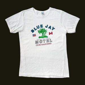 80s vintage Blue Jay Motel t-shirt ringer Clearwater Beach Florida.
